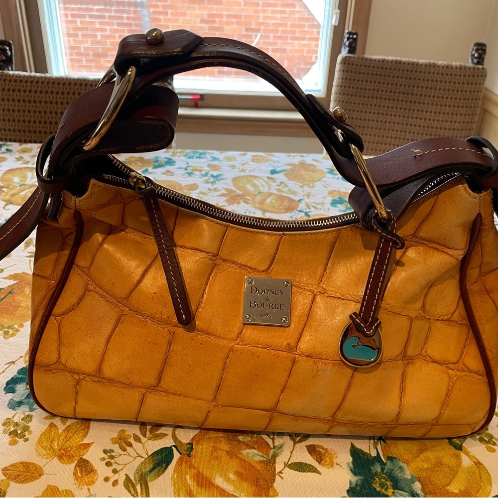 Dooney & Bourke Tan Croc-Embossed Shoulder Bag
